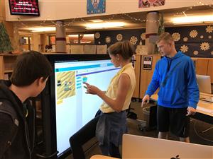 Wilsonville High School students partake in an Hour of Code activity.  
